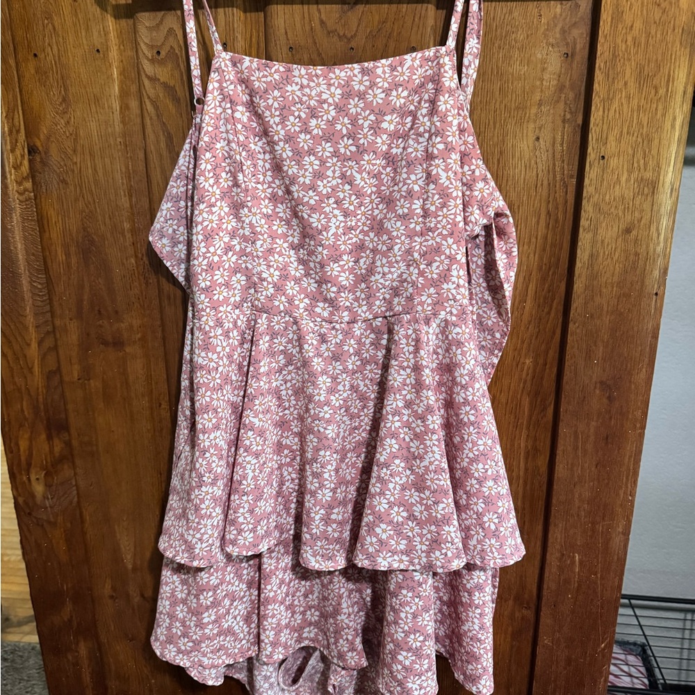 SHEIN Pink Floral Backless Dress